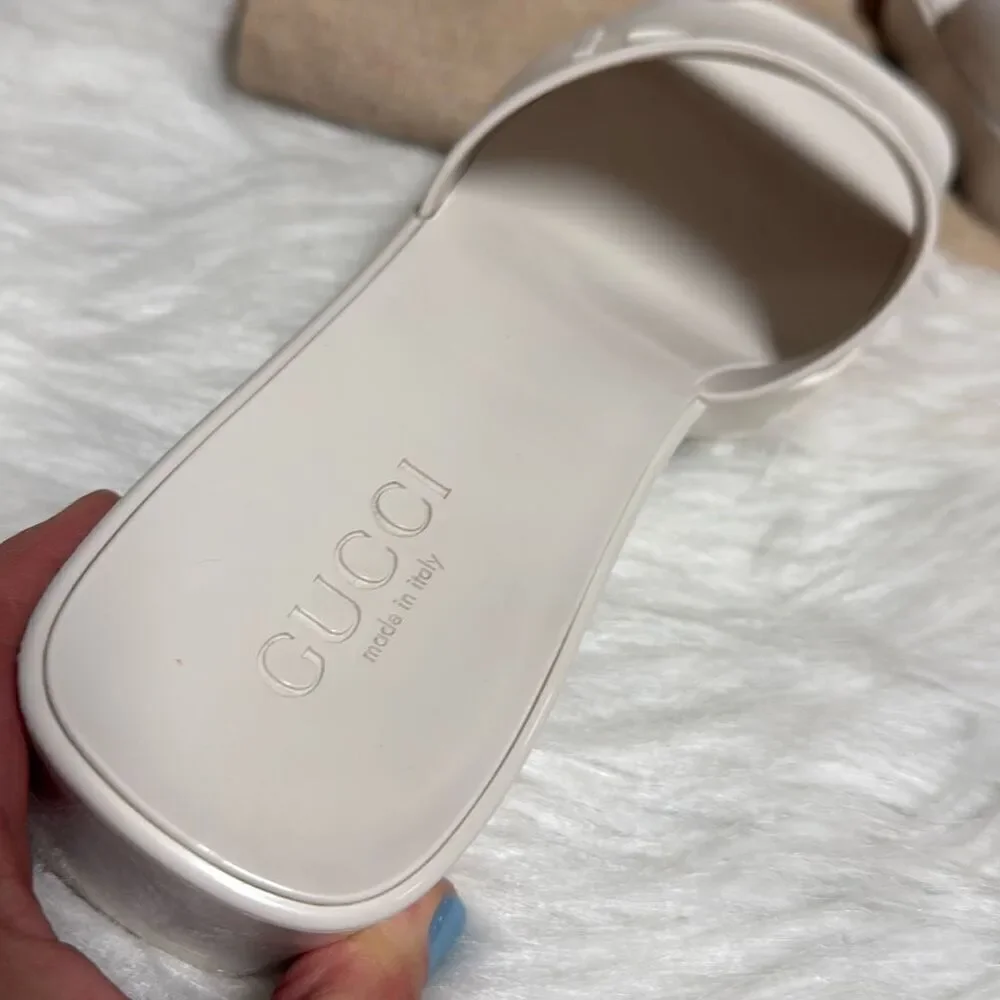 Gucci Women’s Nude Rubber Block Heel Slides Size 39